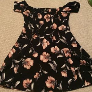 off-the-shoulder floral mini dress